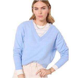 Evereve Cashmere V Neck Blue Knit Sweater Women XS